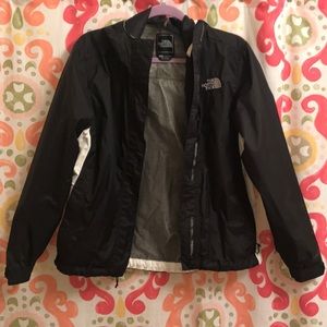 White & Black North Face Raincoat